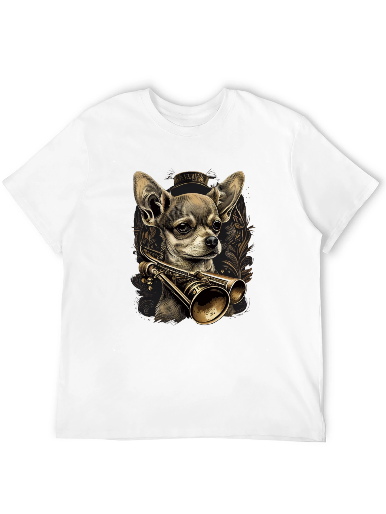 Chihuahua Trumpet Graphic Tee - Unique Dog Lover Shirt