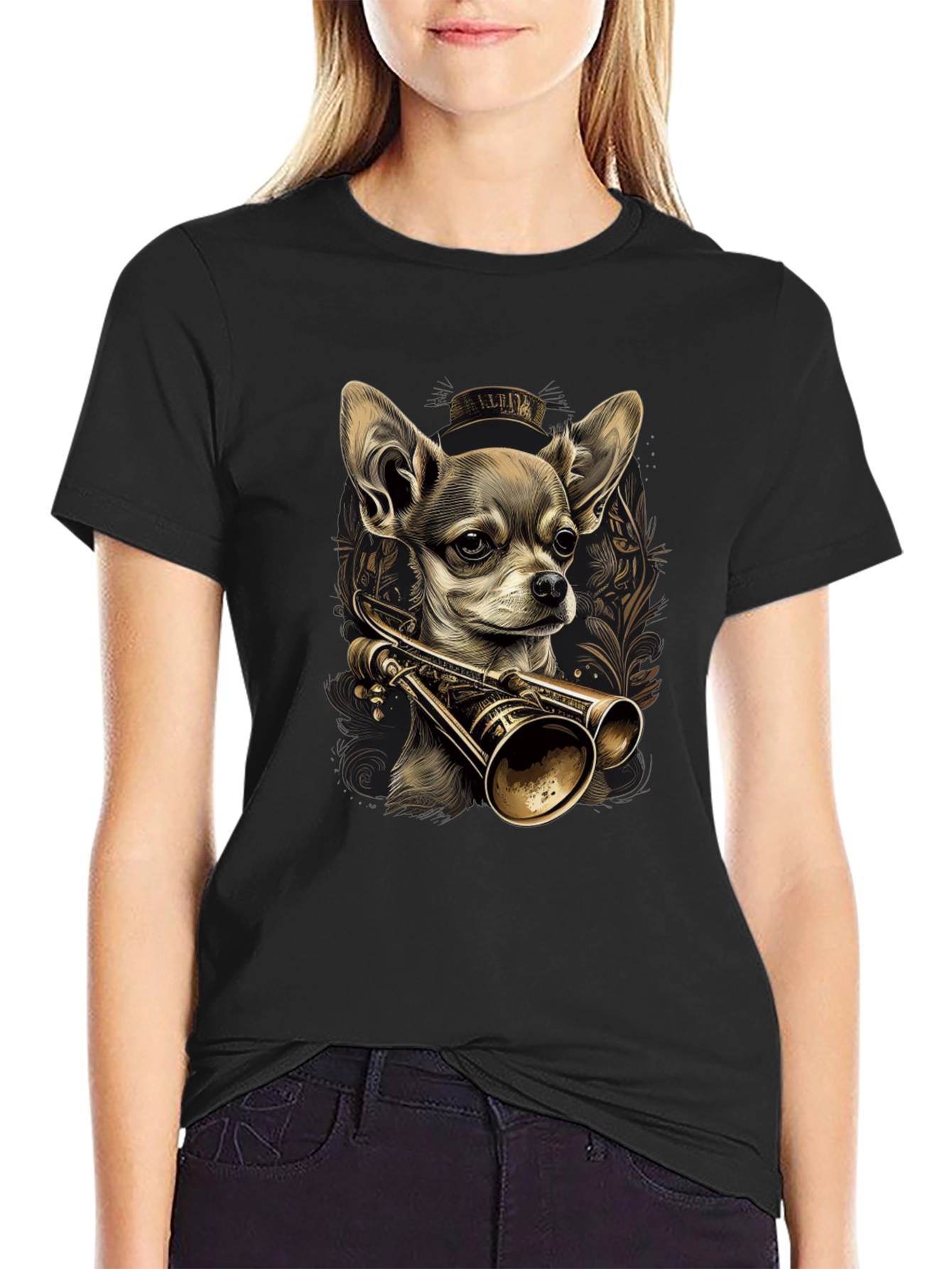 Chihuahua Trumpet Graphic Tee - Unique Dog Lover Shirt