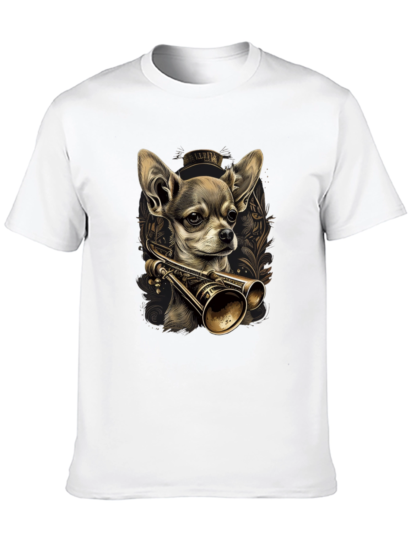 Chihuahua Trumpet Graphic Tee - Unique Dog Lover Shirt