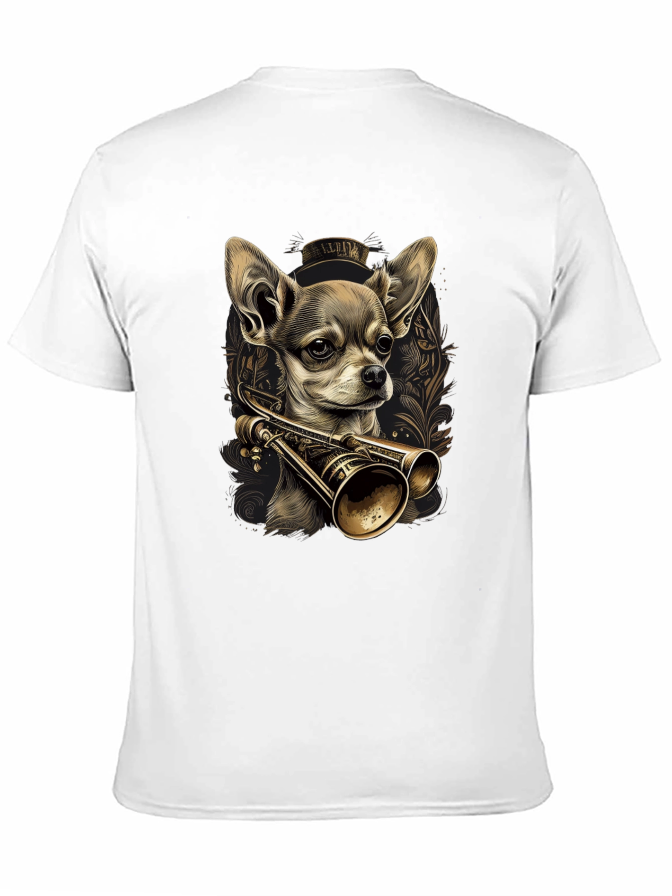 Chihuahua Trumpet Graphic Tee - Unique Dog Lover Shirt