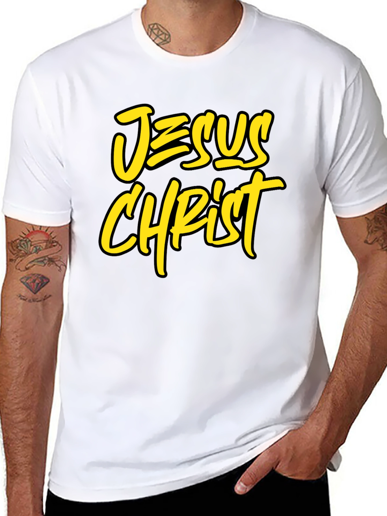 Jesus Christ Graphic Tee - Black Cotton Blend