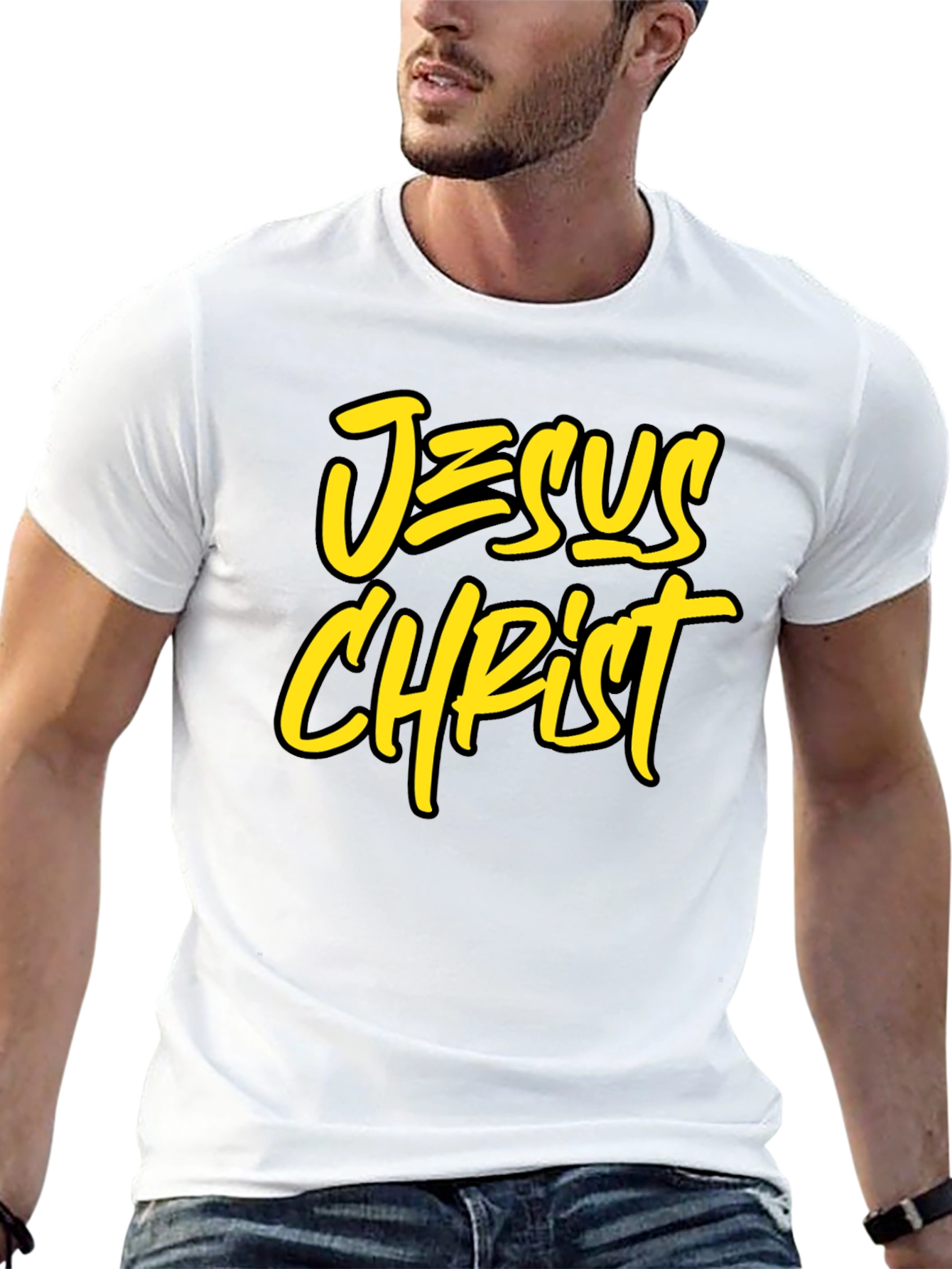 Jesus Christ Graphic Tee - Black Cotton Blend