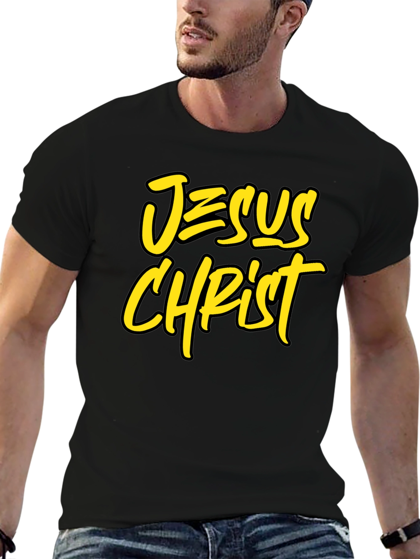 Jesus Christ Graphic Tee - Black Cotton Blend