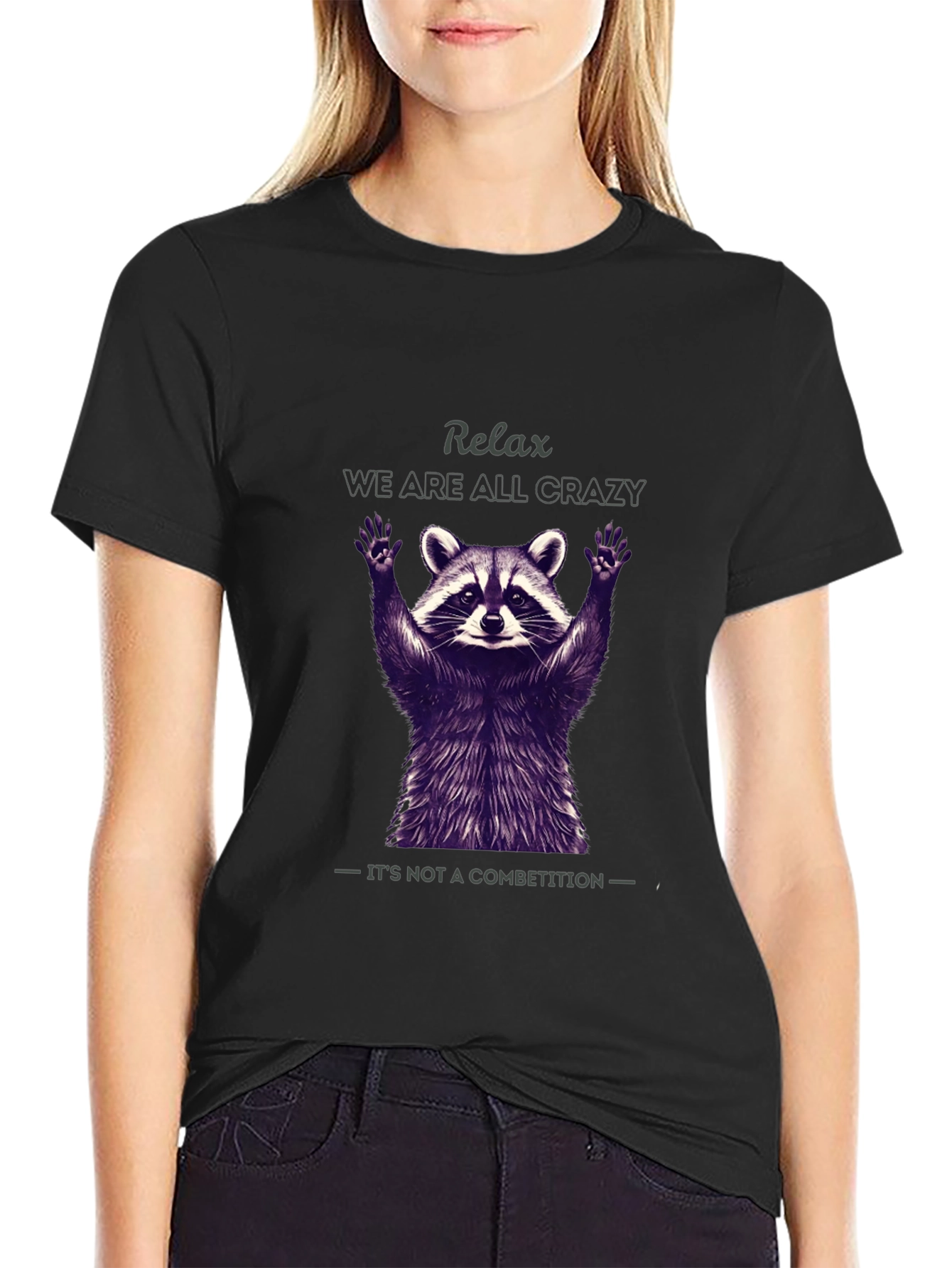 Relax Crazy Raccoon Graphic T-Shirt