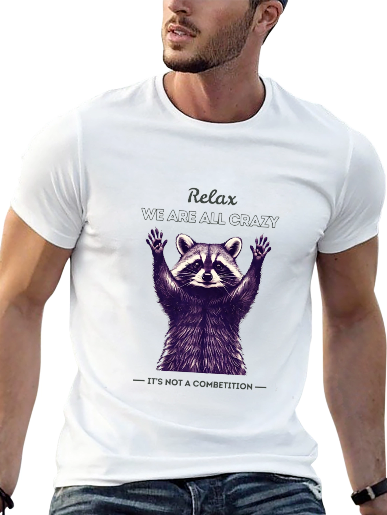 Relax Crazy Raccoon Graphic T-Shirt