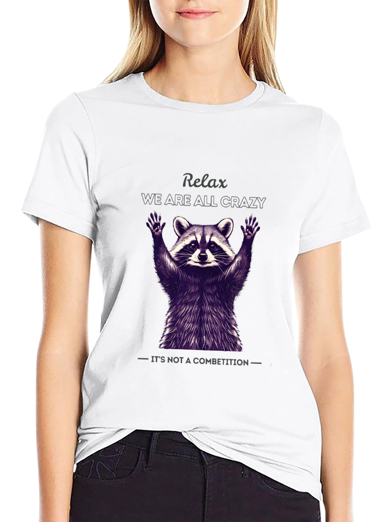 Relax Crazy Raccoon Graphic T-Shirt