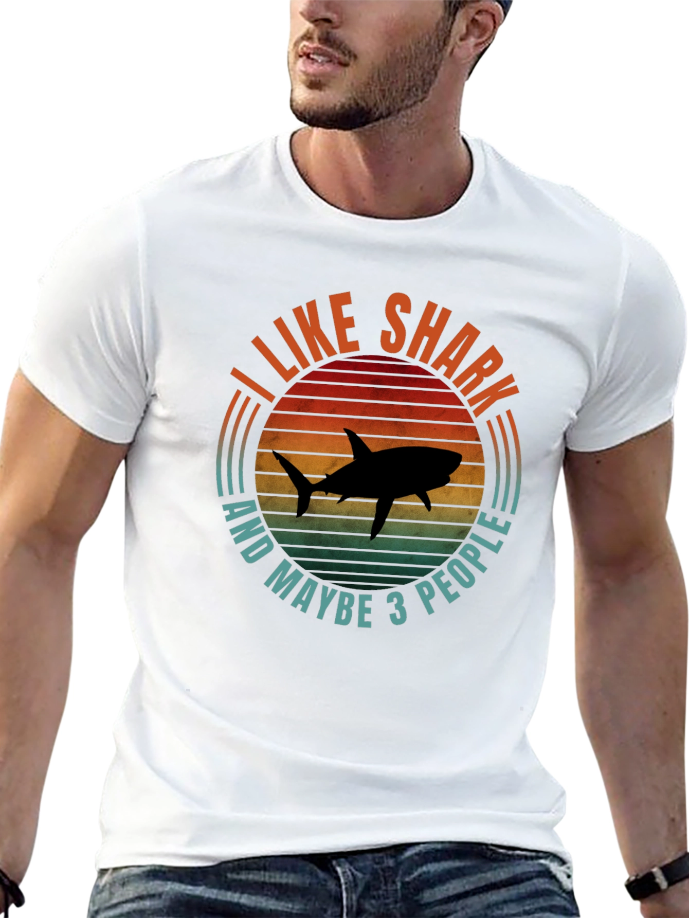 I Like Sharks and Maybe 3 People Black T-Shirt