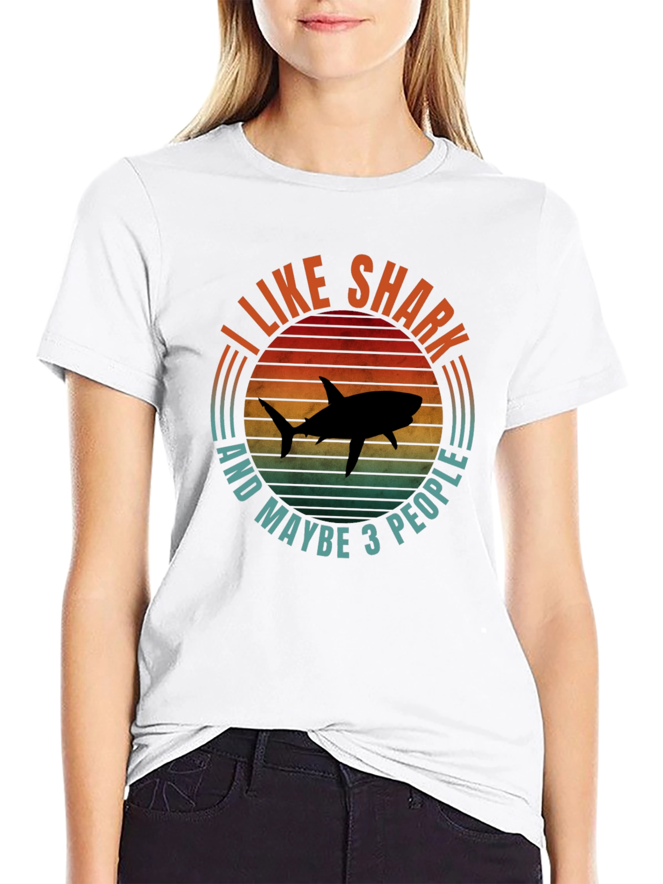 I Like Sharks and Maybe 3 People Black T-Shirt