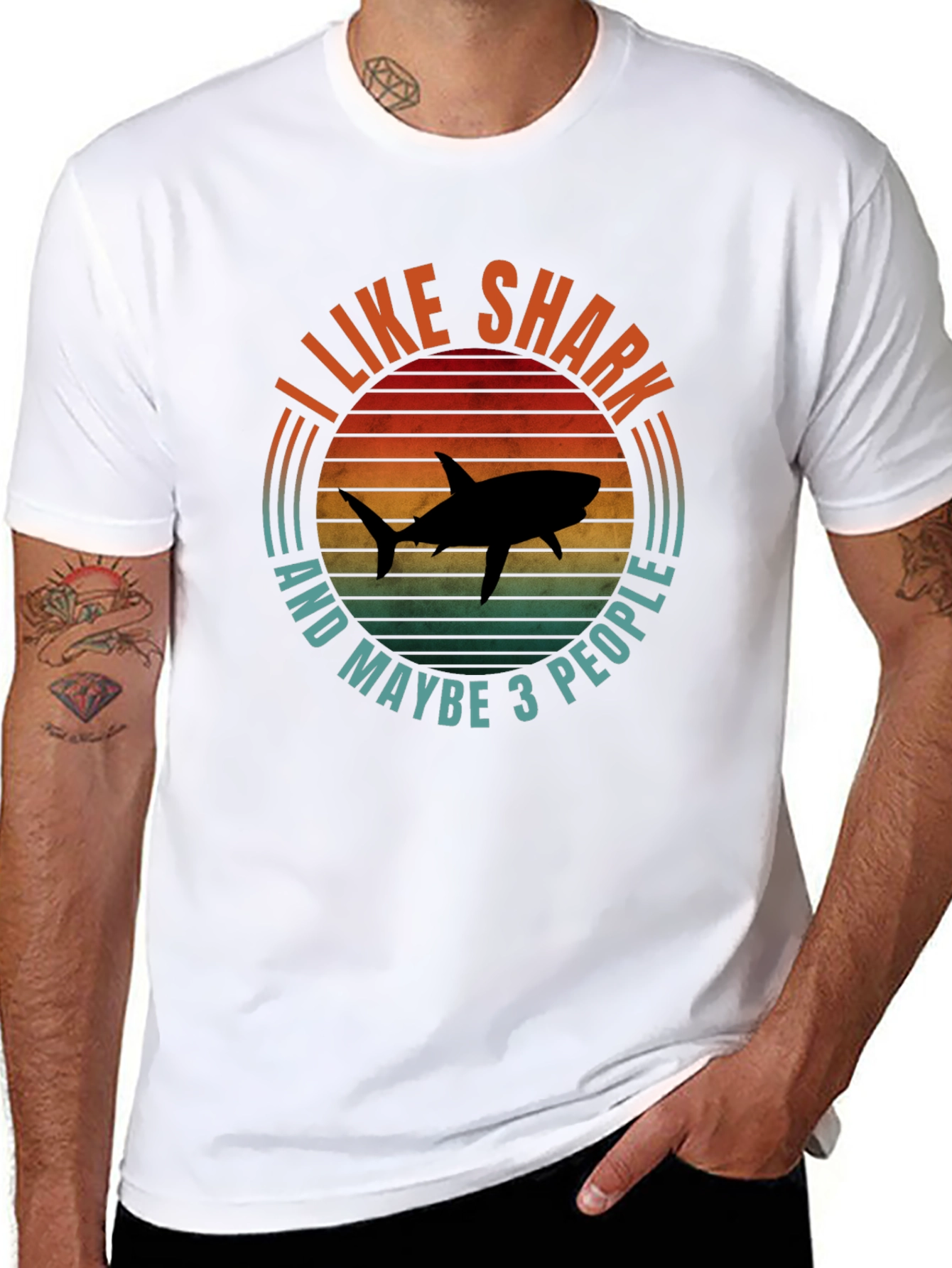 I Like Sharks and Maybe 3 People Black T-Shirt