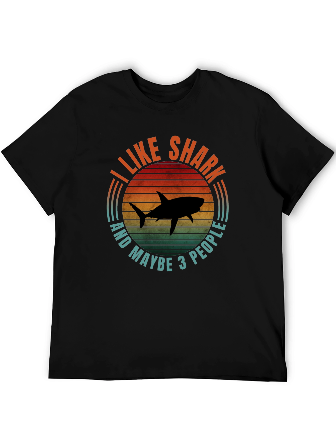 I Like Sharks and Maybe 3 People Black T-Shirt