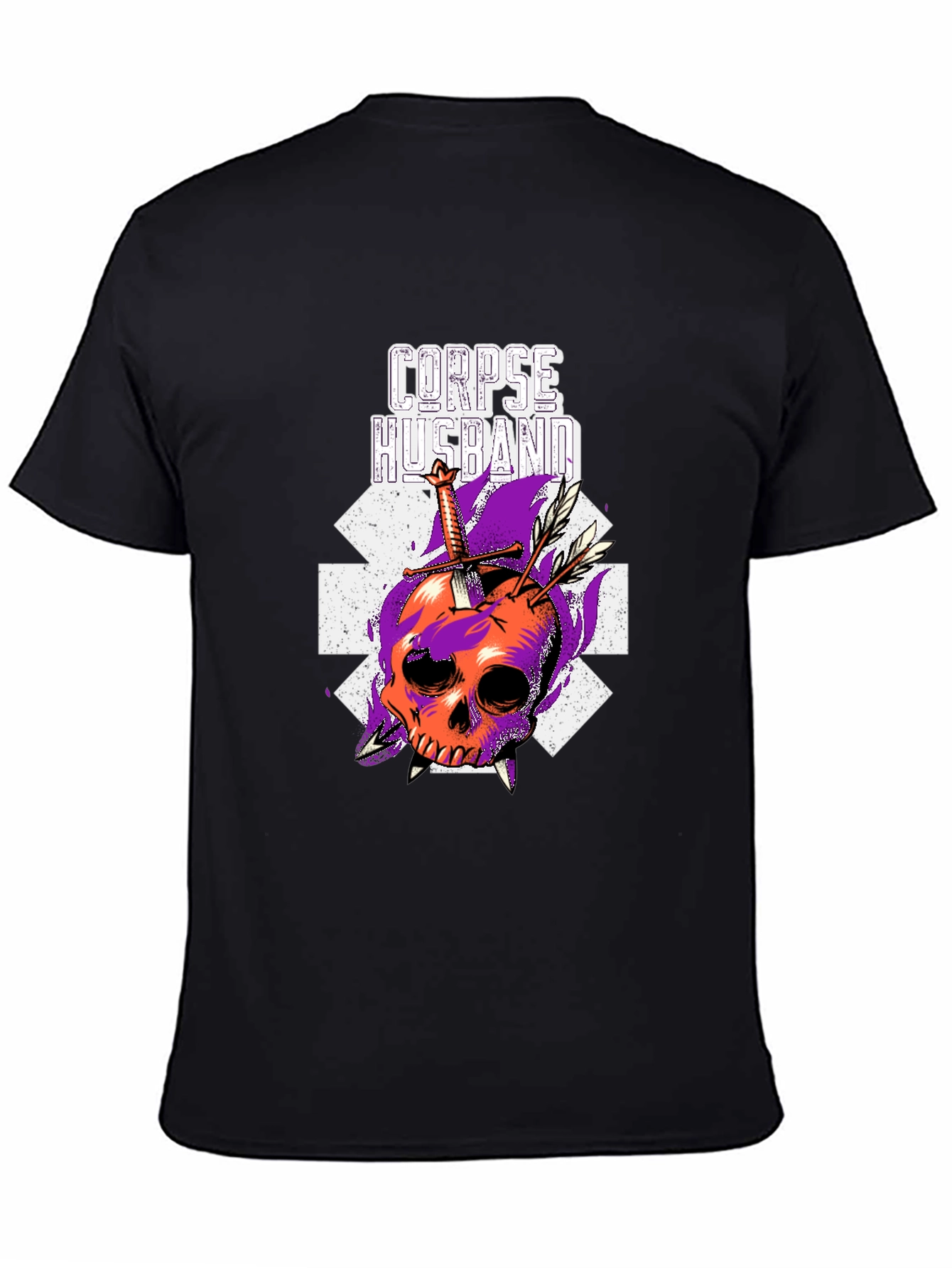 Corpse Husband Skull Graphic Black T-Shirt