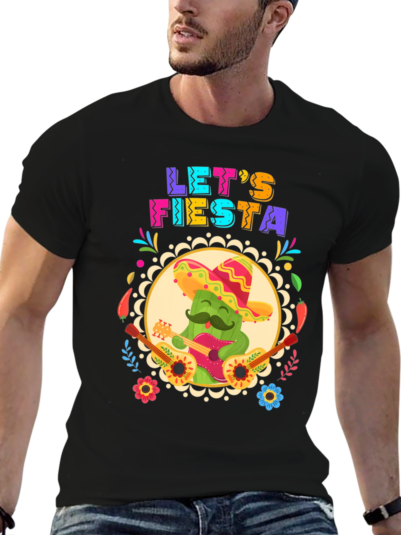 Lets Fiesta T-Shirt - Cactus Guitar Cinco De Mayo