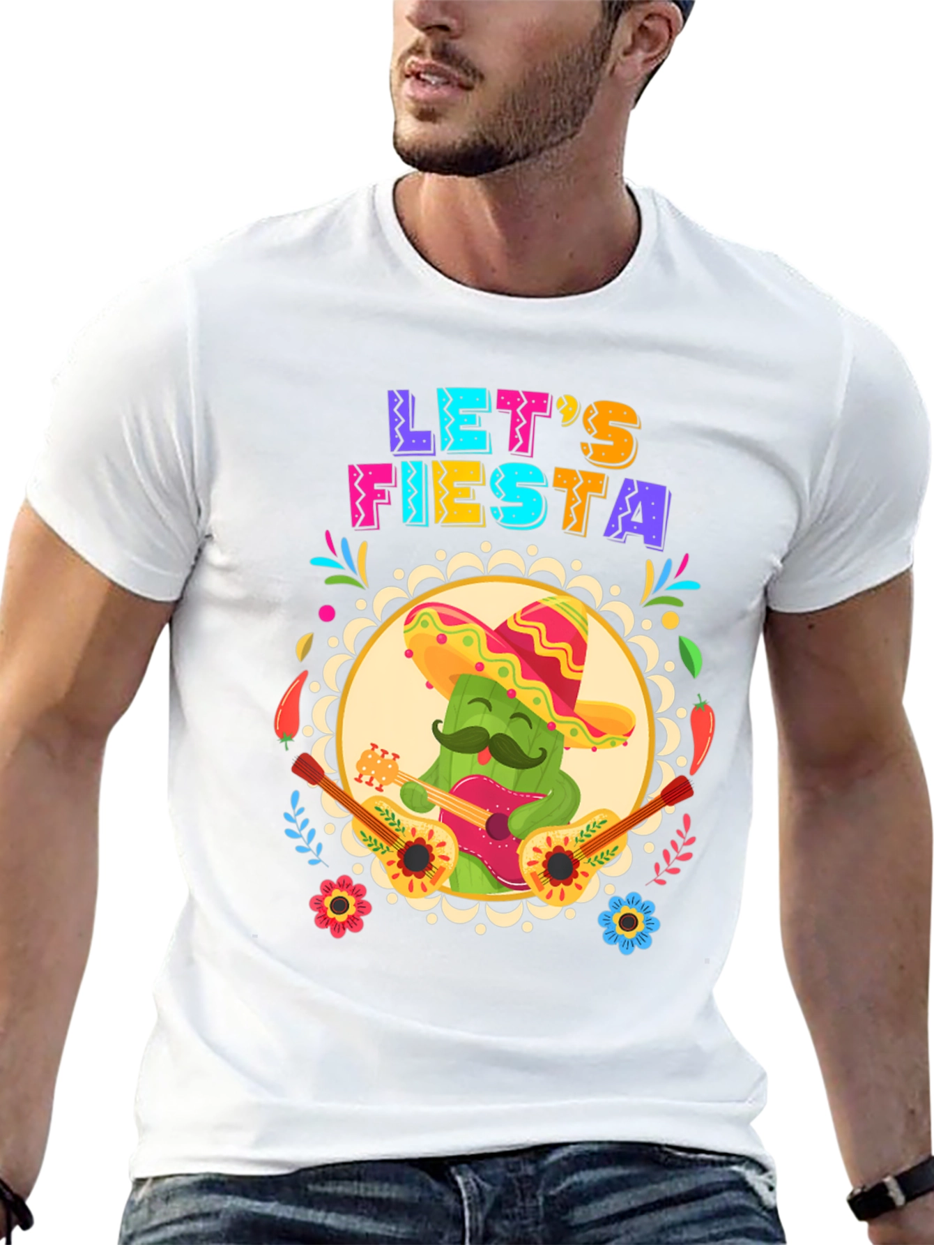 Lets Fiesta T-Shirt - Cactus Guitar Cinco De Mayo