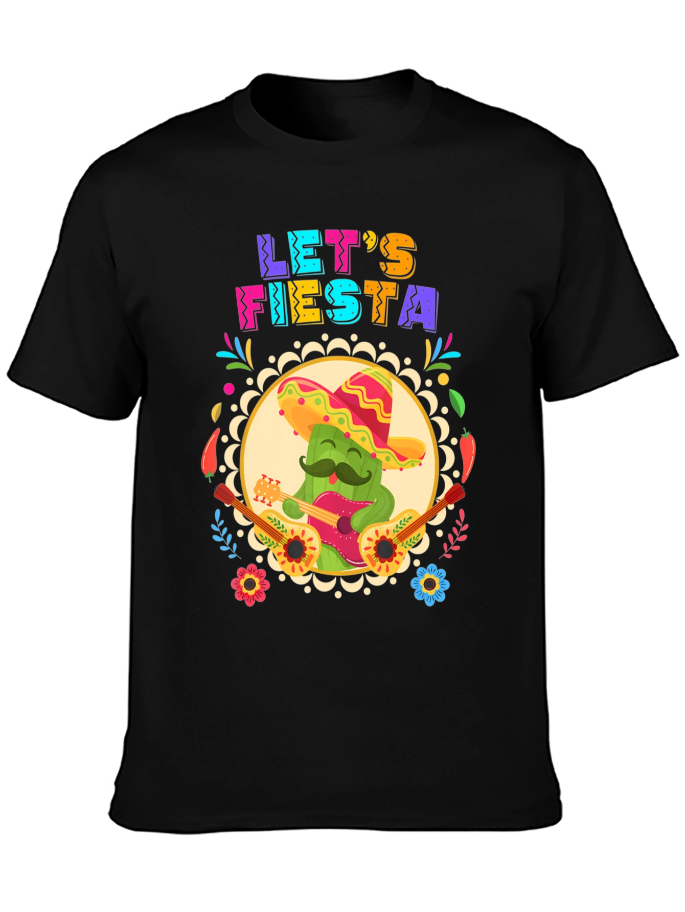 Lets Fiesta T-Shirt - Cactus Guitar Cinco De Mayo