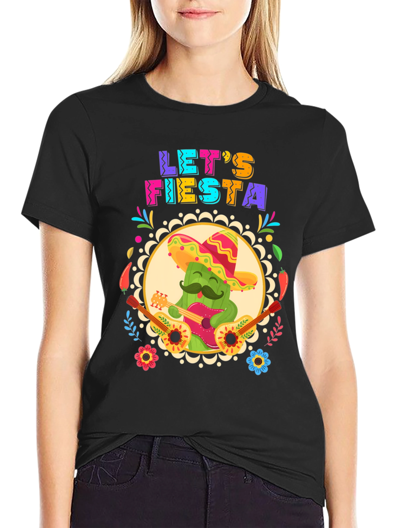 Lets Fiesta T-Shirt - Cactus Guitar Cinco De Mayo