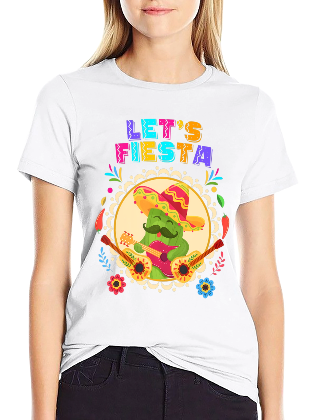 Lets Fiesta T-Shirt - Cactus Guitar Cinco De Mayo