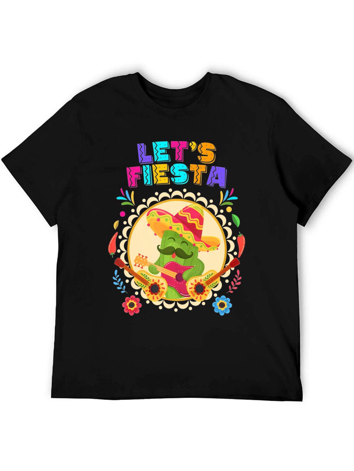 Lets Fiesta T-Shirt - Cactus Guitar Cinco De Mayo