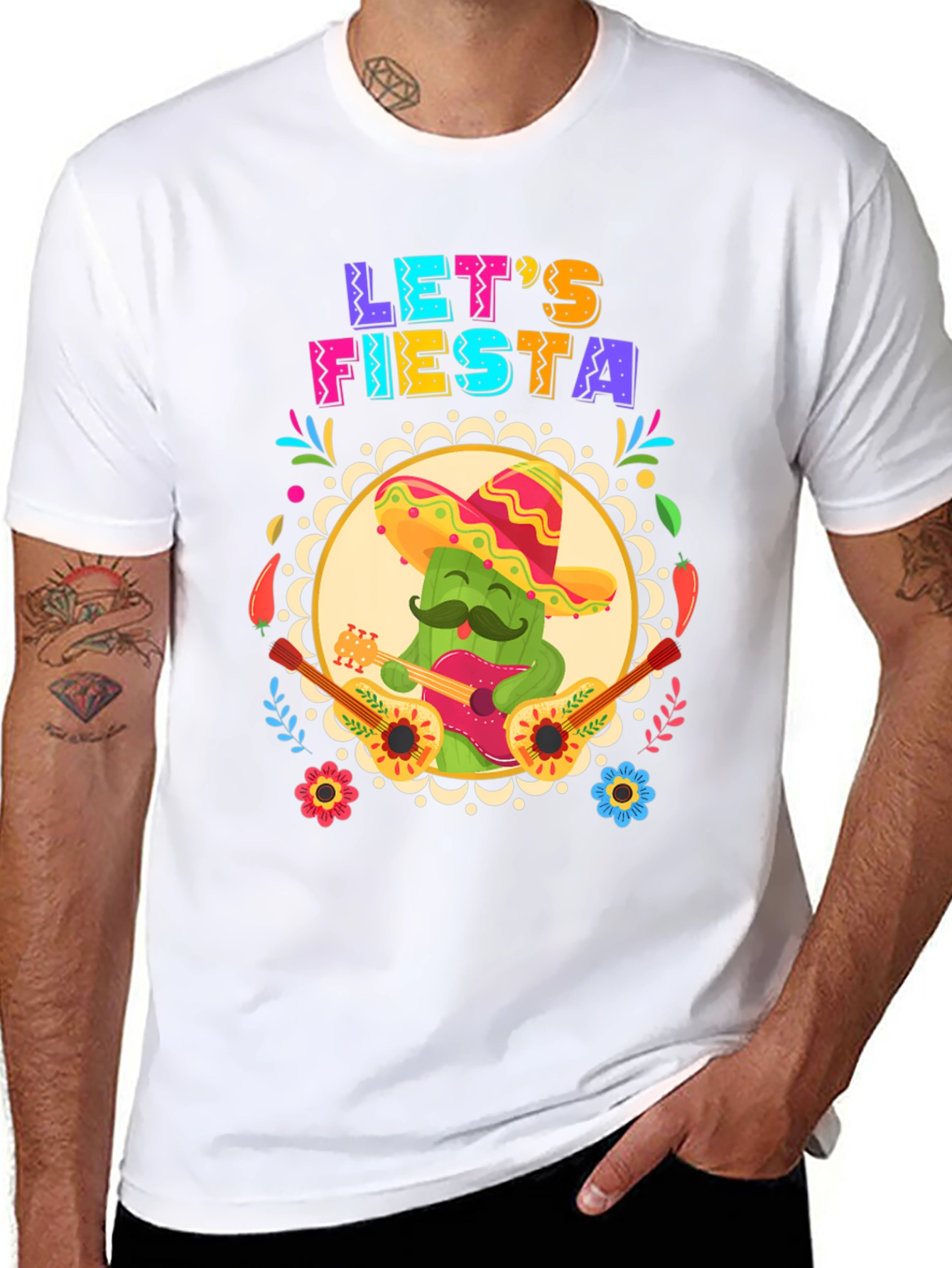 Lets Fiesta T-Shirt - Cactus Guitar Cinco De Mayo