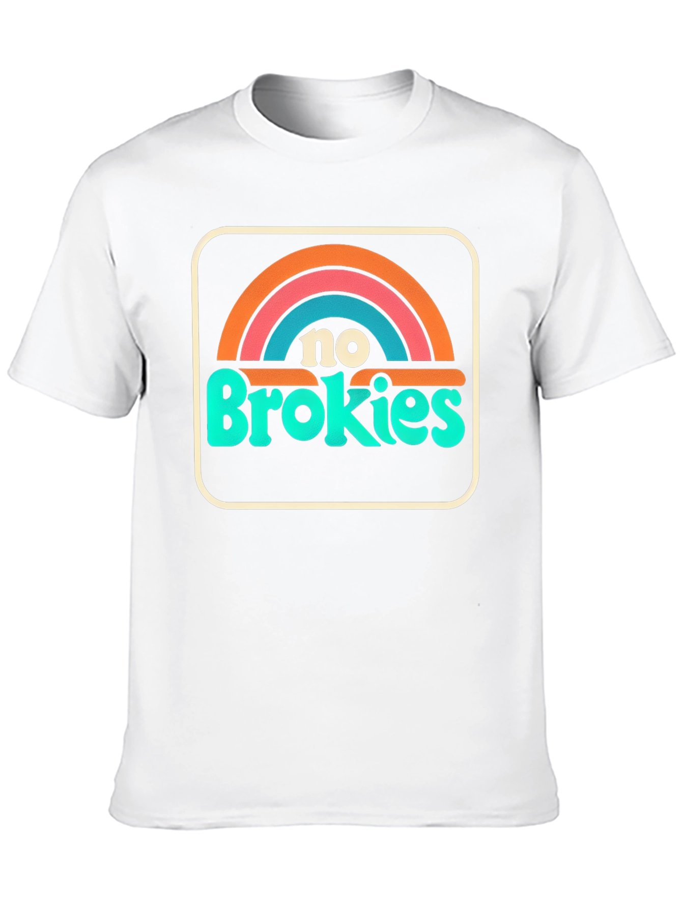 No Brokies Graphic Tee - Retro Rainbow Design