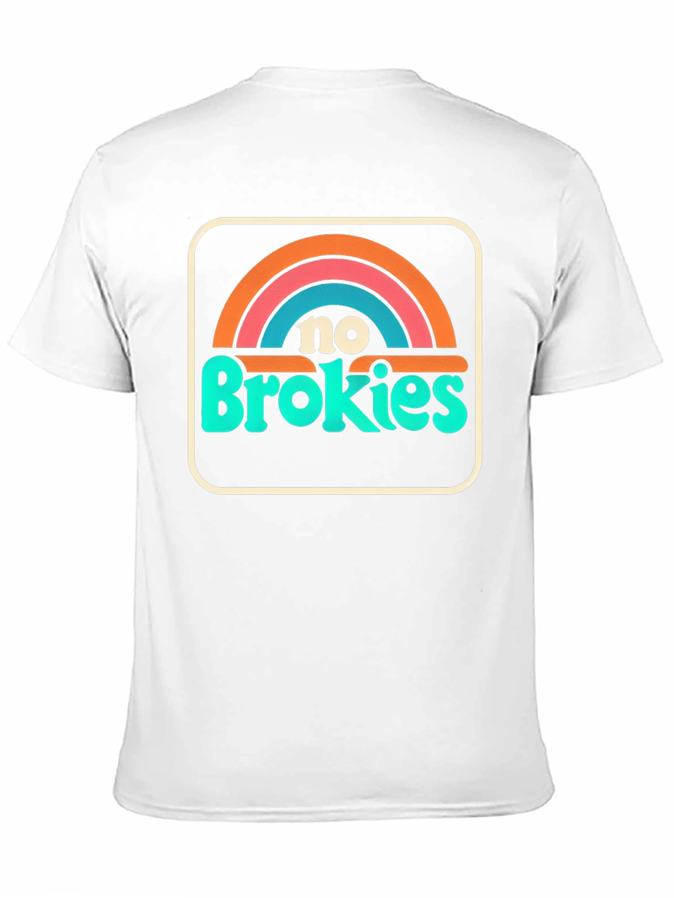 No Brokies Graphic Tee - Retro Rainbow Design