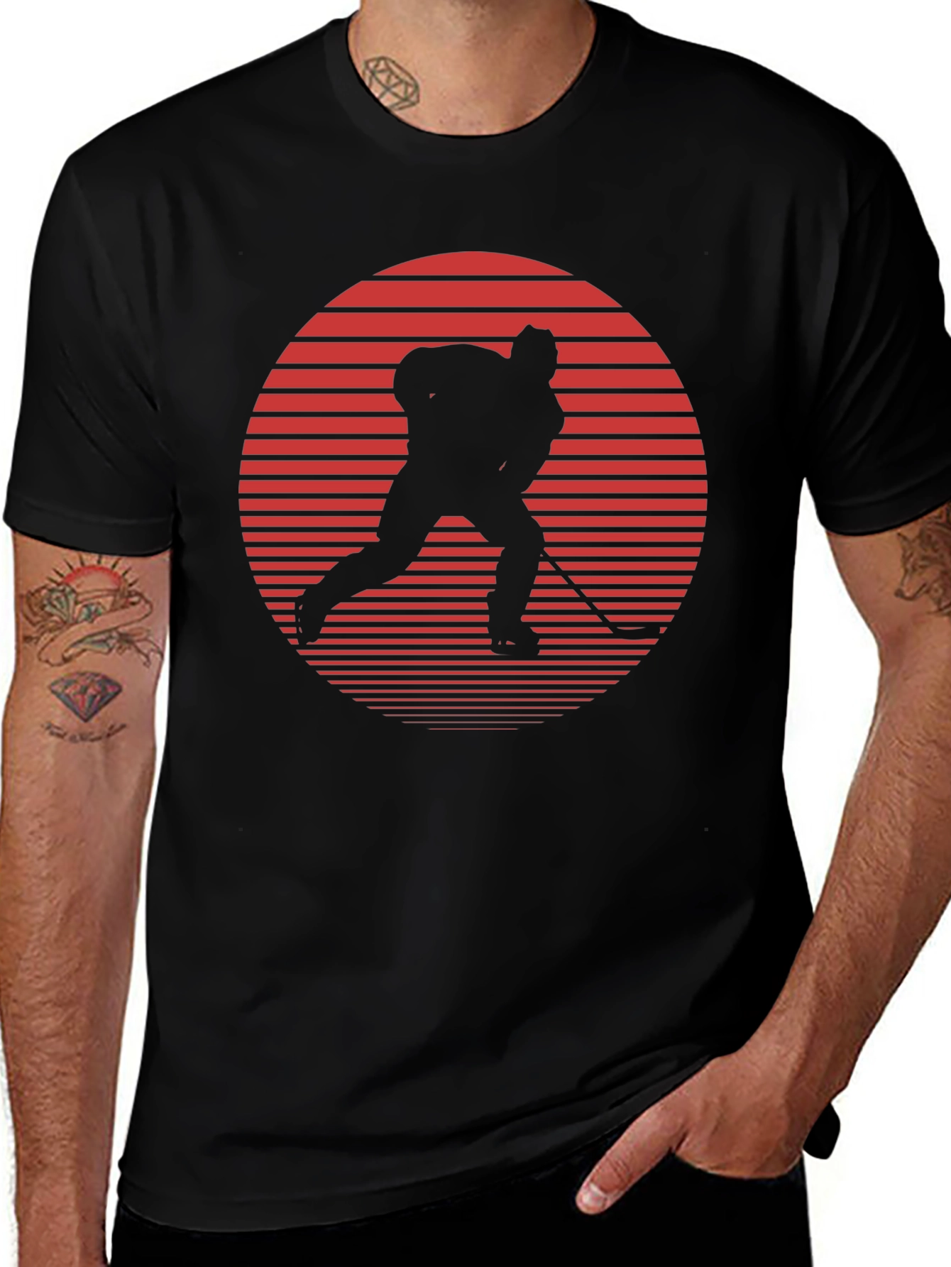 Hockey Player Graphic Tee - Retro Style