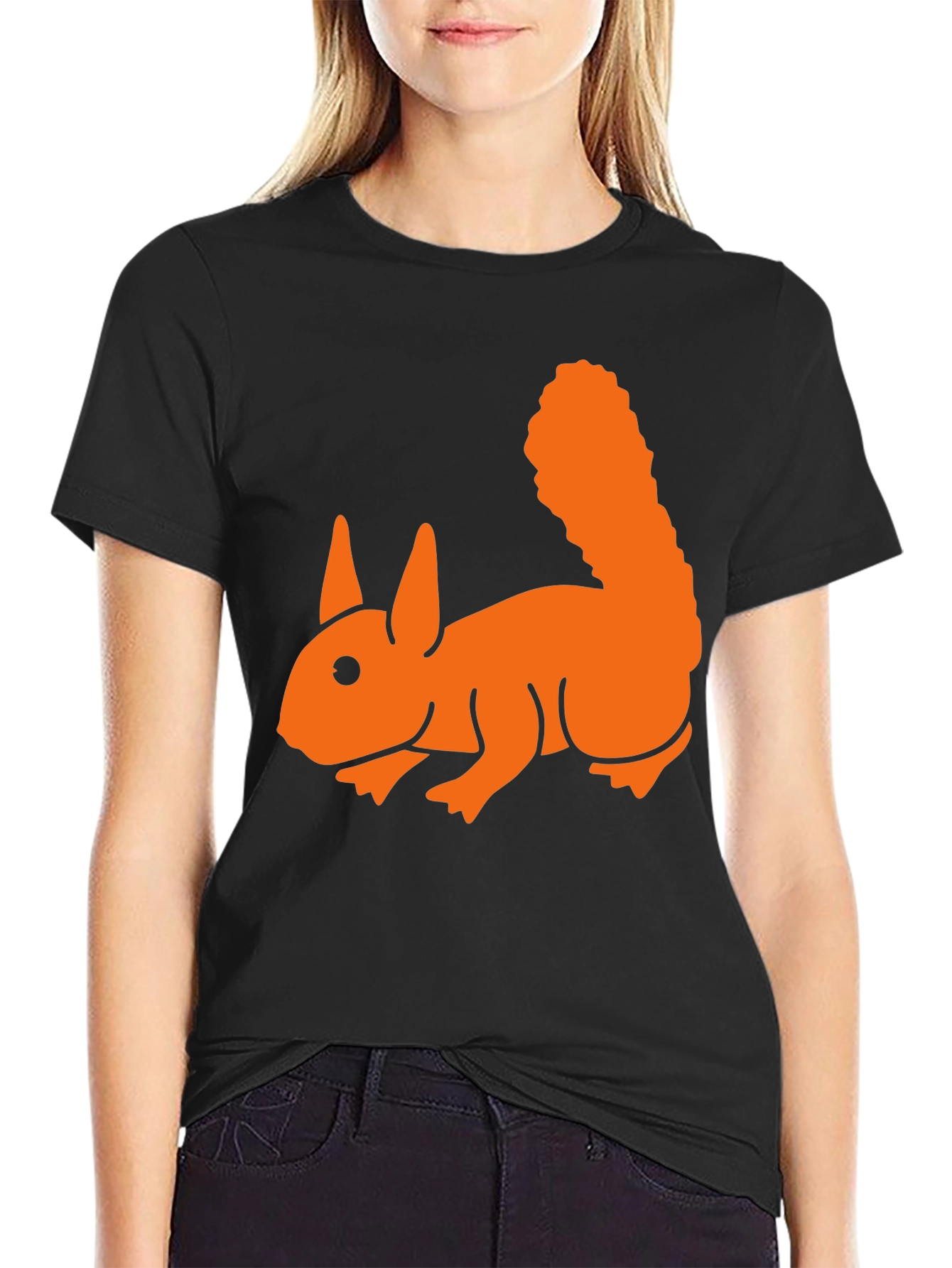 Squirrel Graphic Tee - Soft Black Cotton