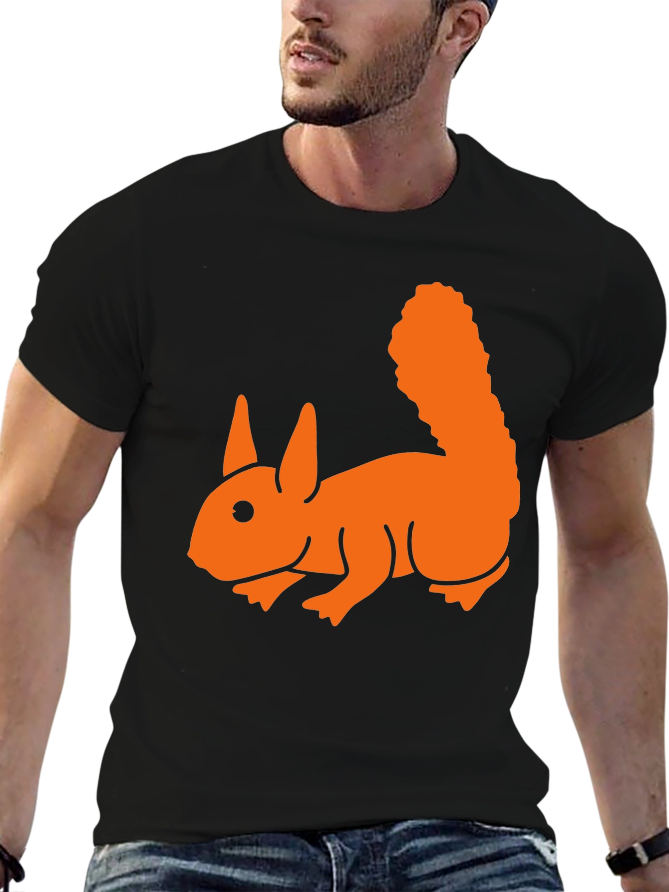 Squirrel Graphic Tee - Soft Black Cotton