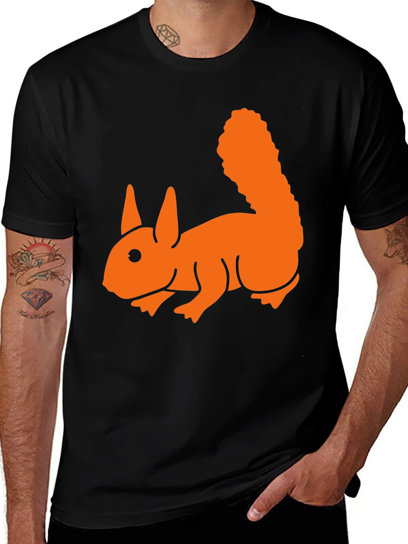 Squirrel Graphic Tee - Soft Black Cotton