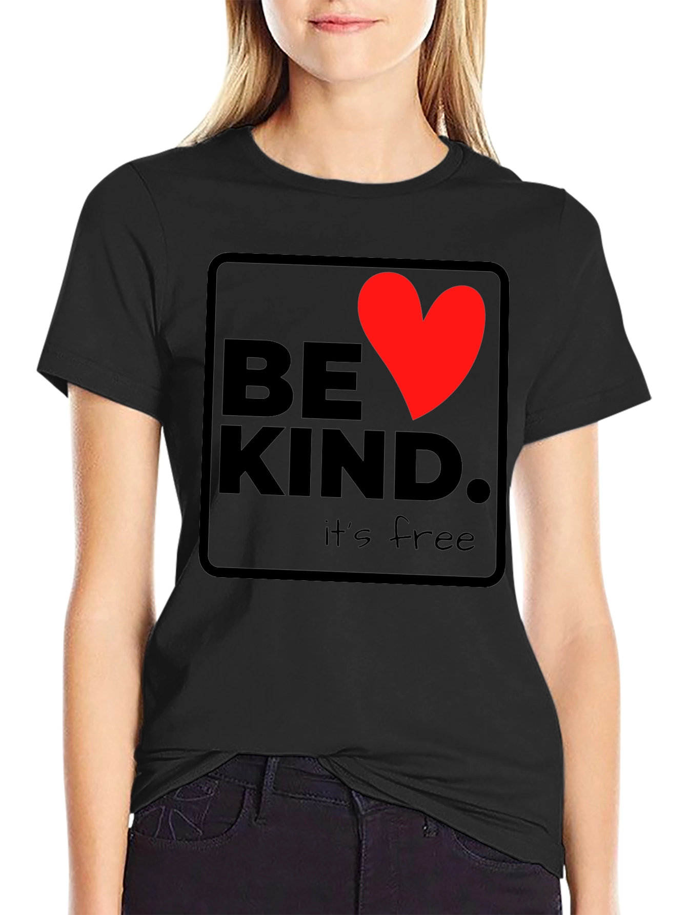 Be Kind Heart Graphic Black T-Shirt