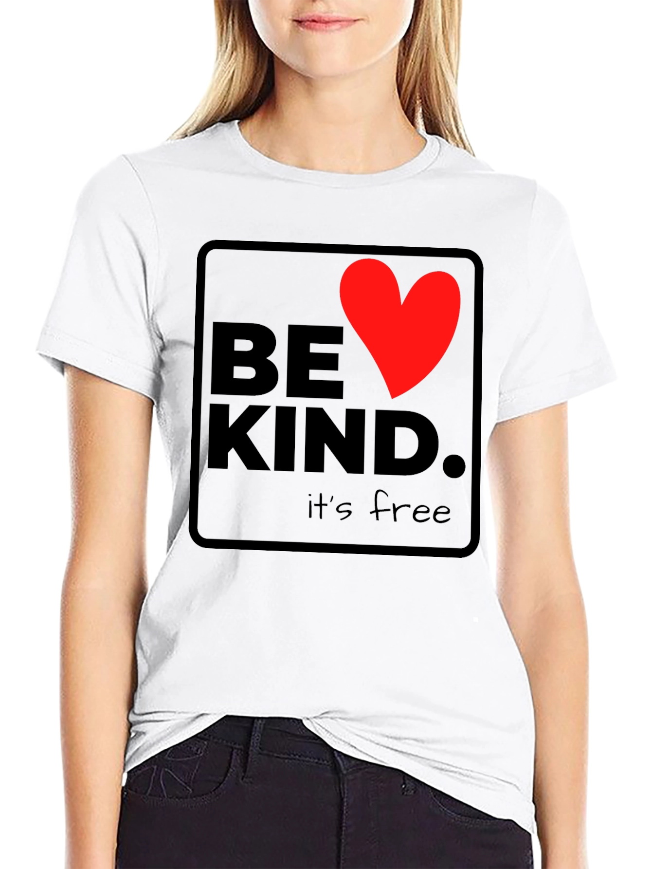 Be Kind Heart Graphic Black T-Shirt