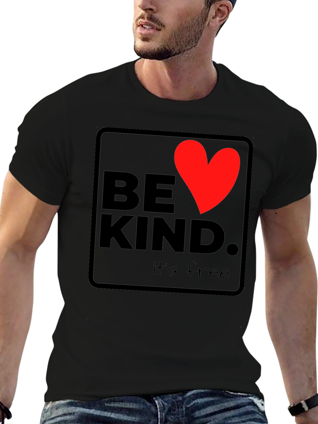 Be Kind Heart Graphic Black T-Shirt