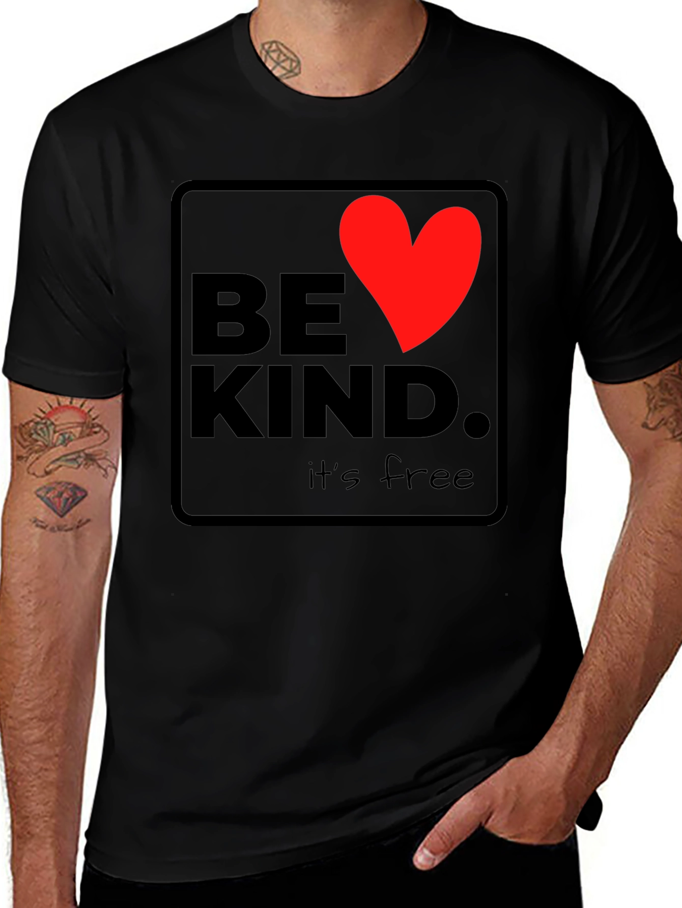 Be Kind Heart Graphic Black T-Shirt