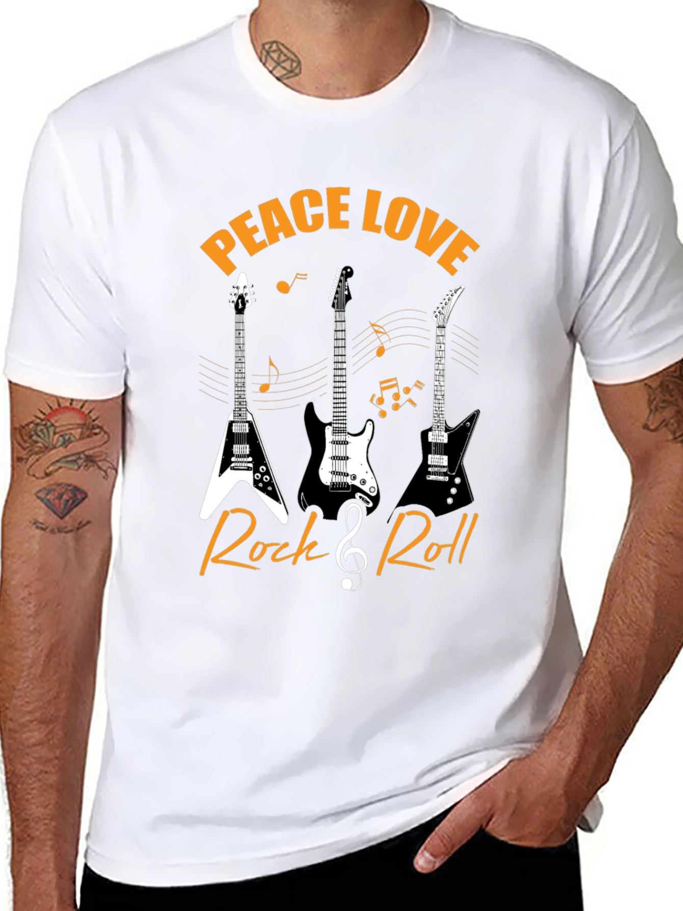 Peace Love Rock & Roll Guitar T-Shirt