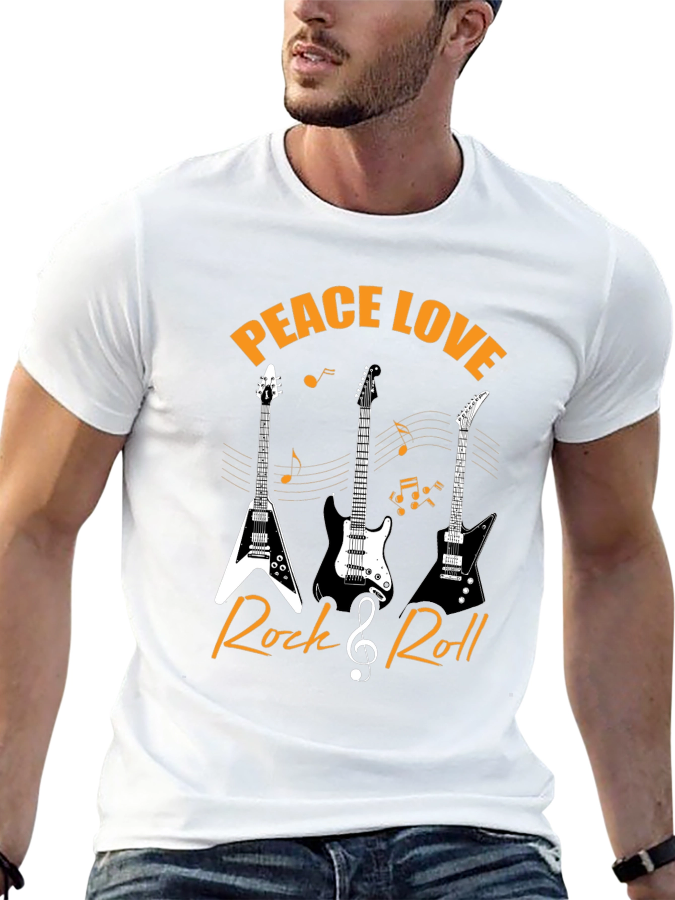 Peace Love Rock & Roll Guitar T-Shirt