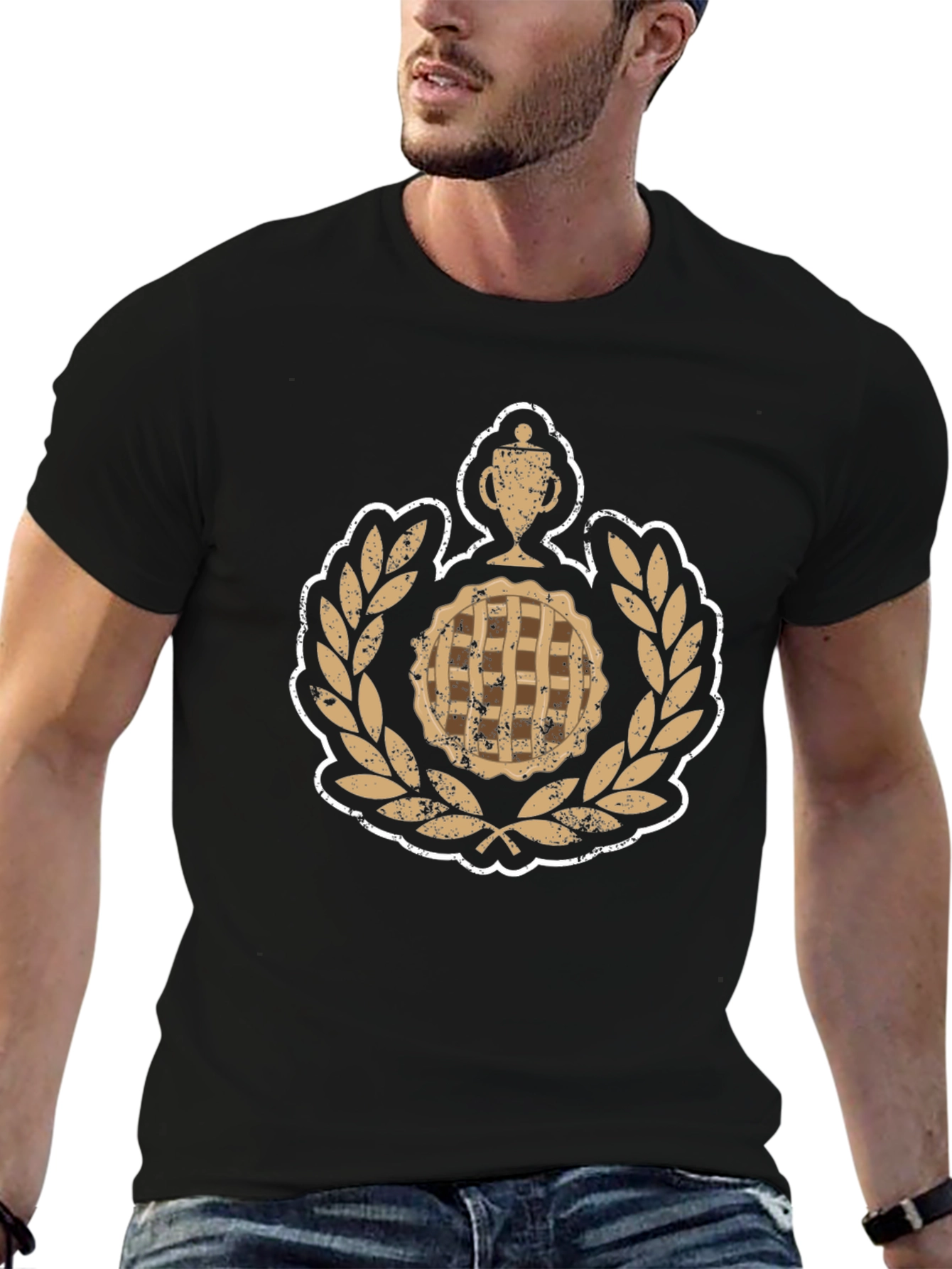 Pie Champion Graphic Tee - Black Cotton T-Shirt