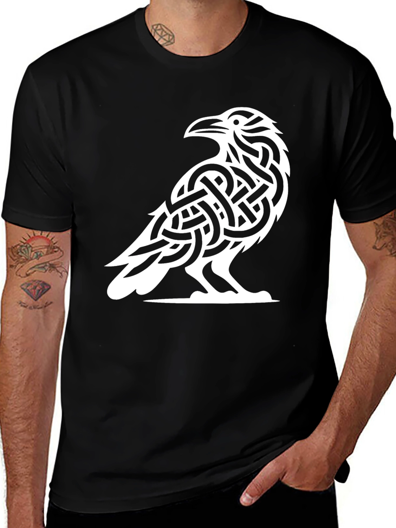 Raven Knot T-Shirt - Celtic Bird Design