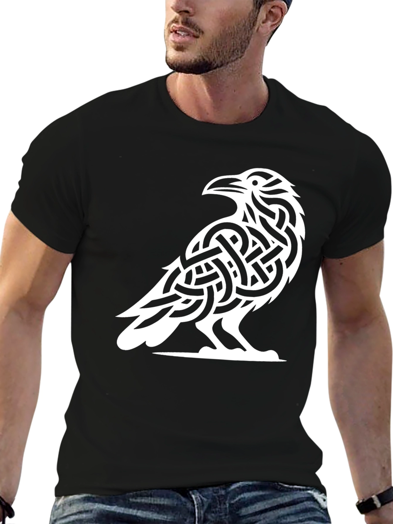 Raven Knot T-Shirt - Celtic Bird Design