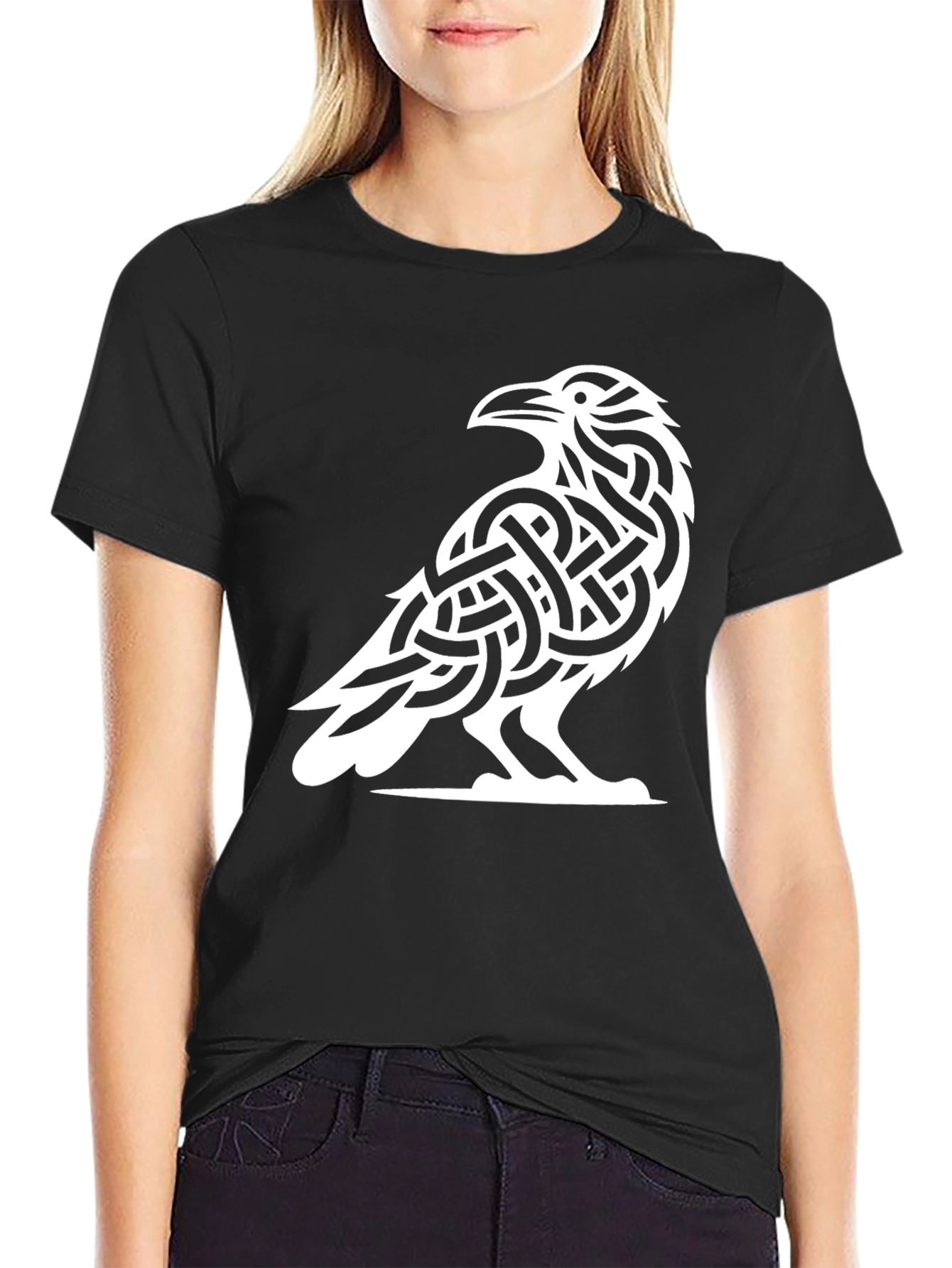 Raven Knot T-Shirt - Celtic Bird Design