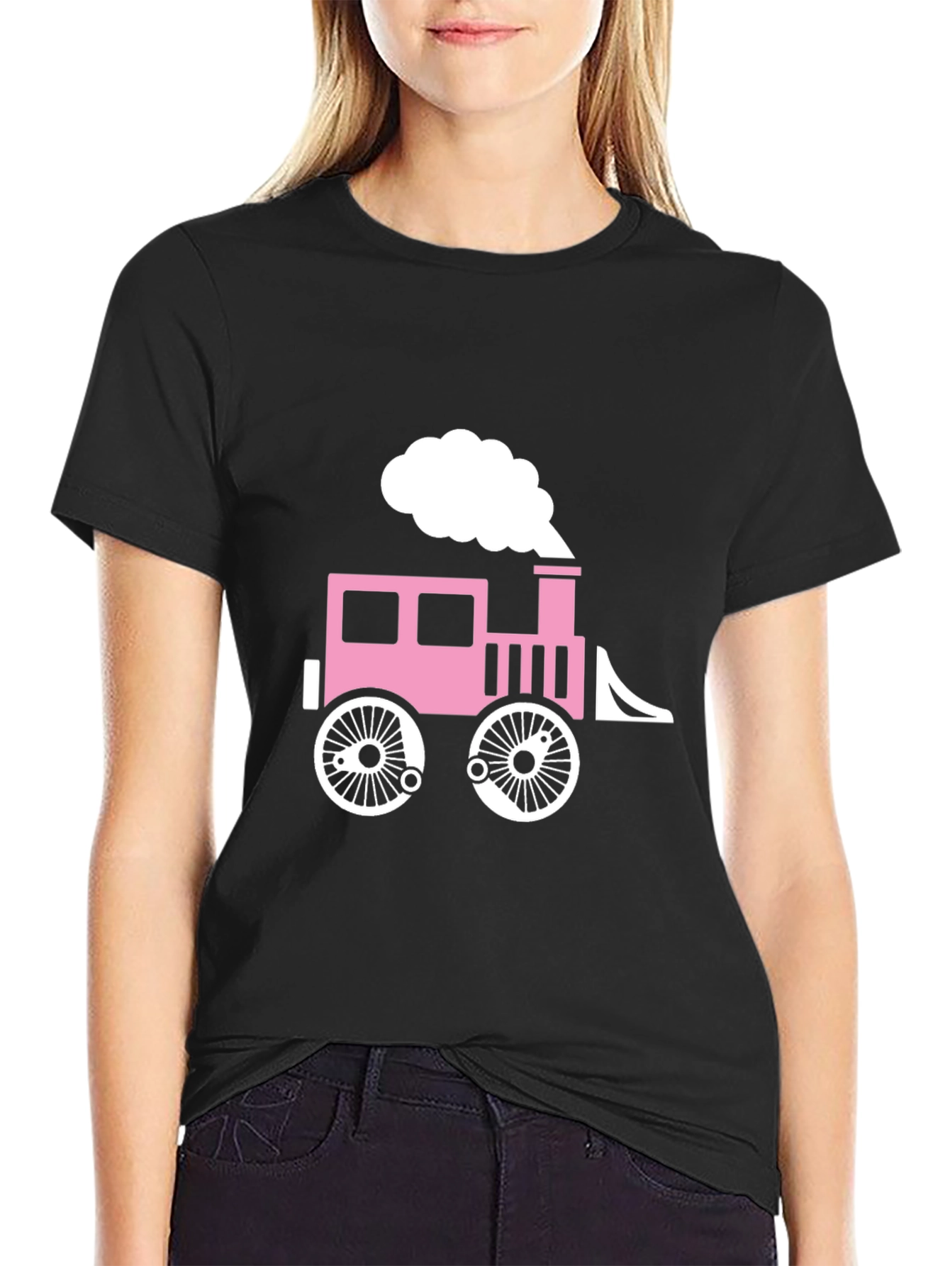 Cute Train Graphic T-Shirt
