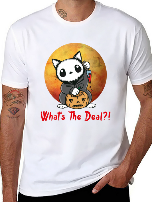 Halloween Cat Grim Reaper T-Shirt - Whats The Deal?!