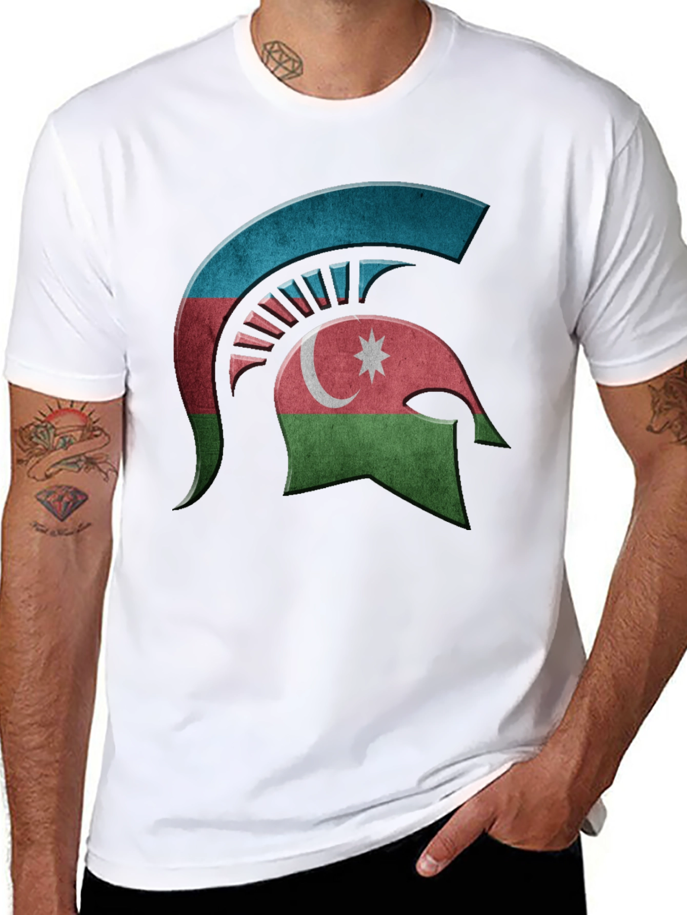 Azerbaijan Spartan Helmet T-Shirt - Black