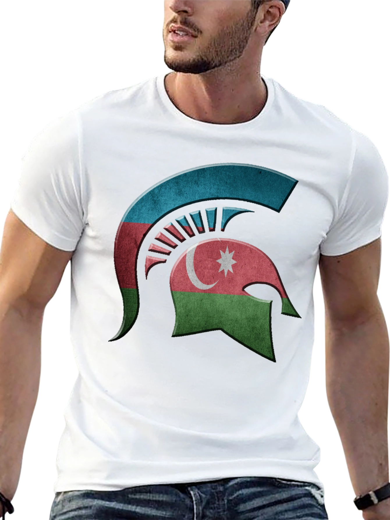 Azerbaijan Spartan Helmet T-Shirt - Black
