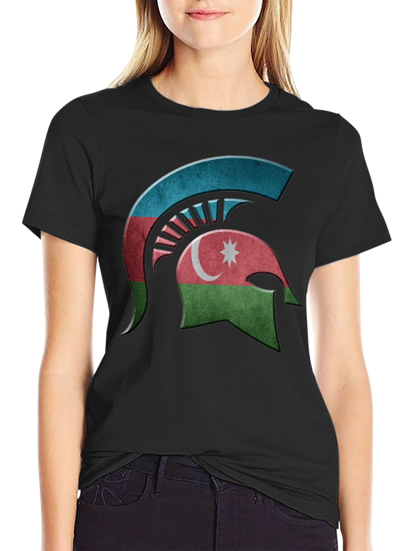 Azerbaijan Spartan Helmet T-Shirt - Black