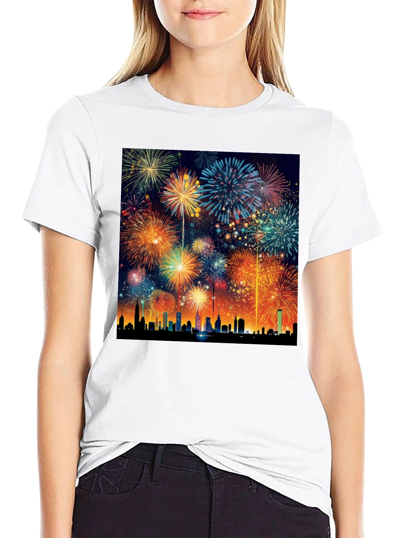 Fireworks Over City T-Shirt