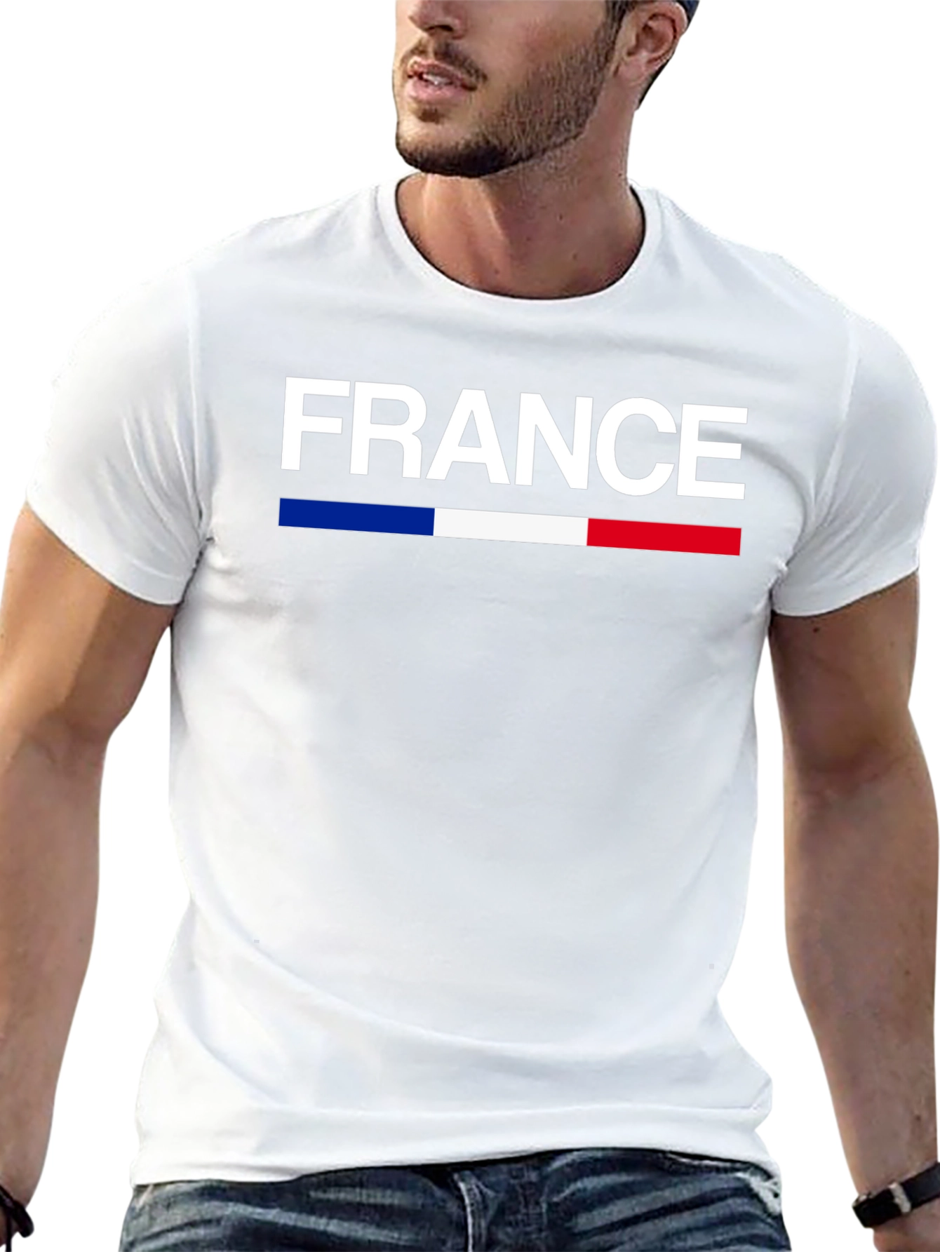 France Flag T-Shirt - Black Crew Neck Graphic Tee