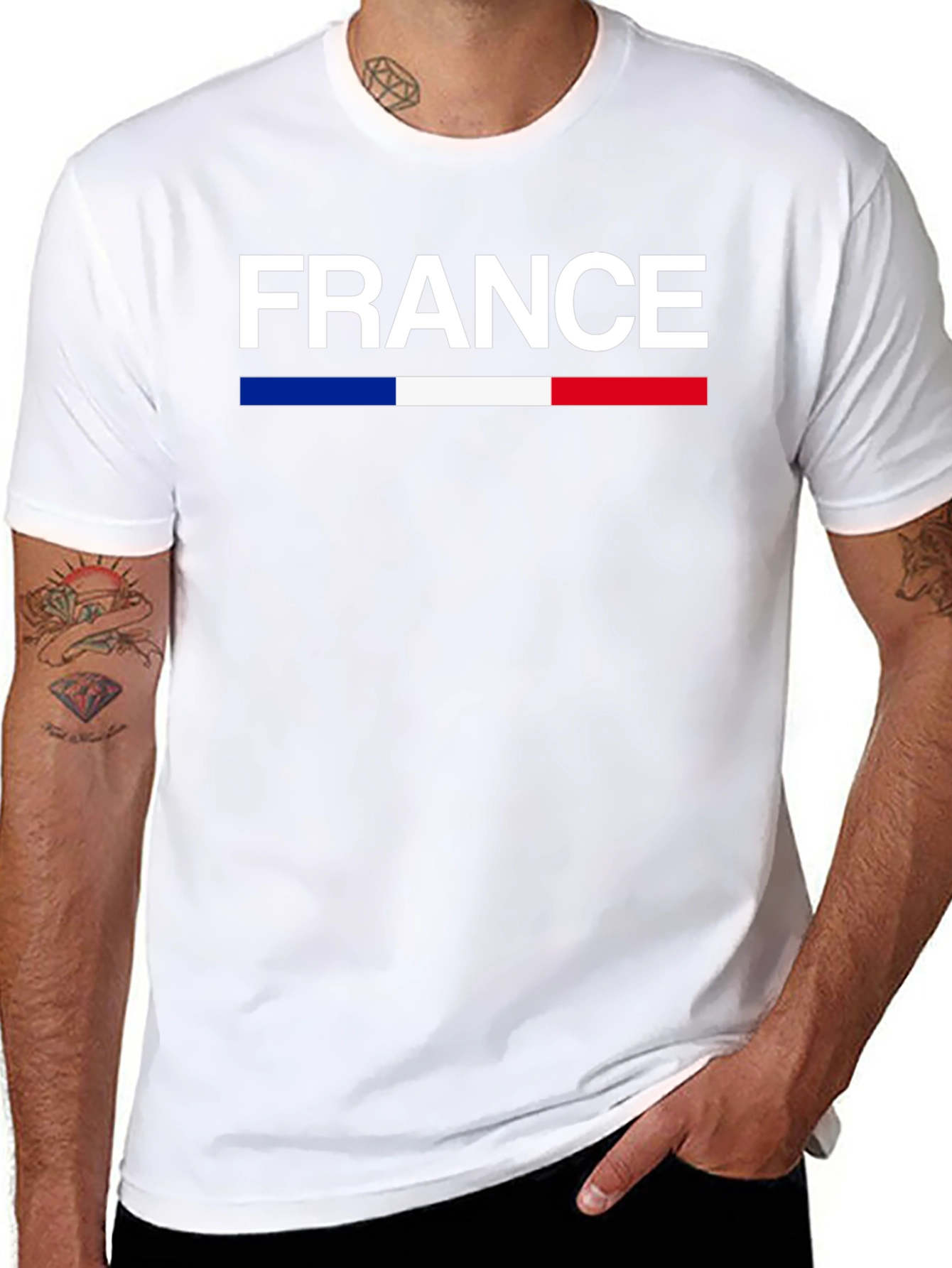 France Flag T-Shirt - Black Crew Neck Graphic Tee