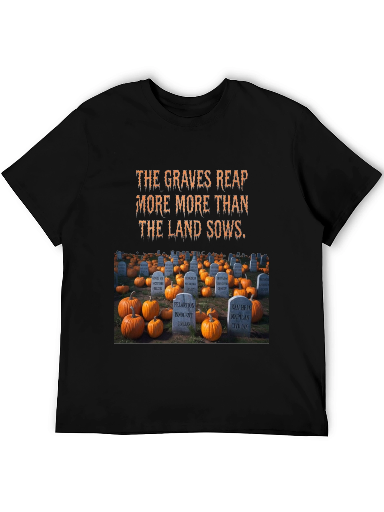 Halloween Cemetery Pumpkin Patch Graphic T-Shirt
