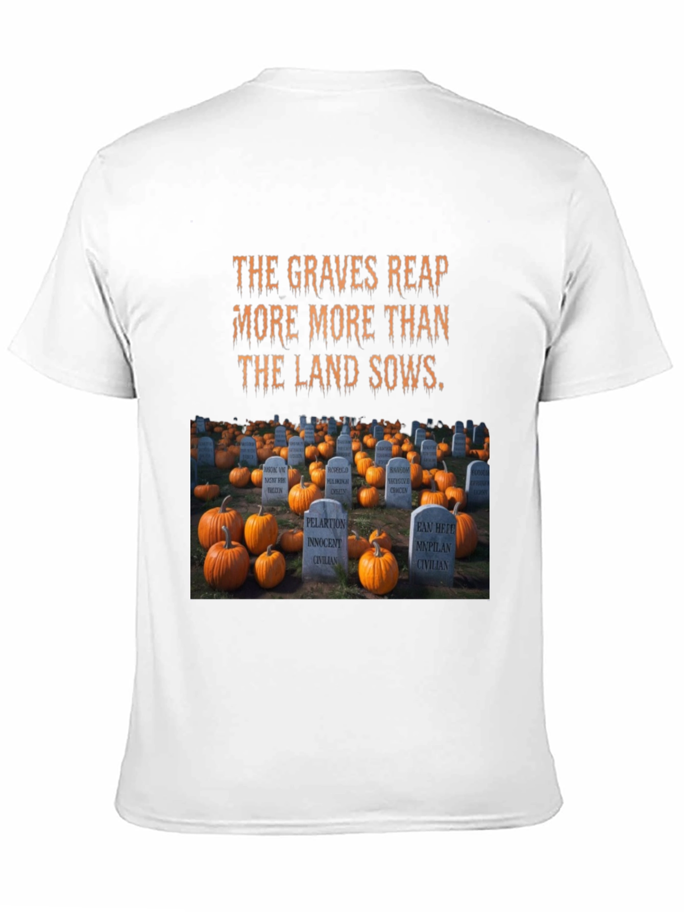 Halloween Cemetery Pumpkin Patch Graphic T-Shirt