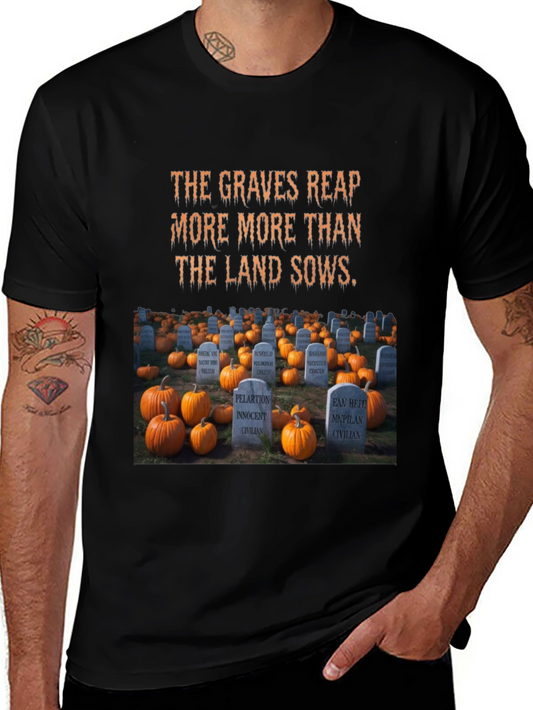 Halloween Cemetery Pumpkin Patch Graphic T-Shirt