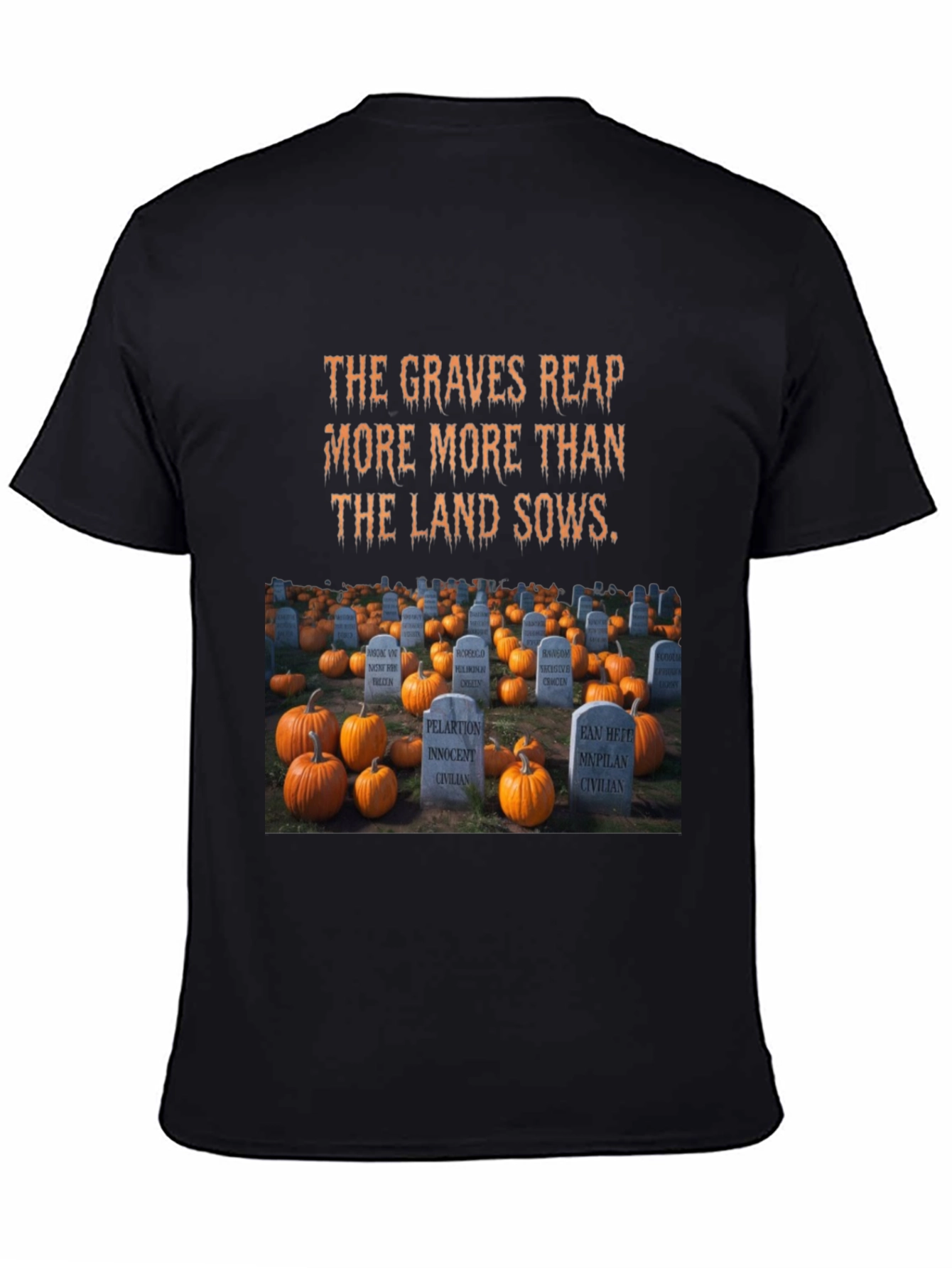 Halloween Cemetery Pumpkin Patch Graphic T-Shirt